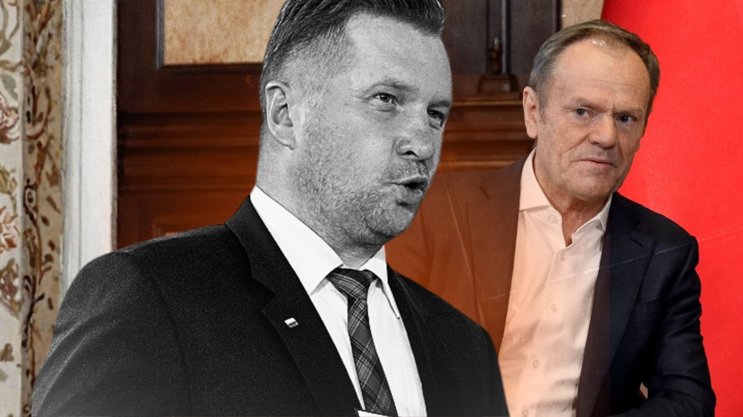 Przemysław Czarnek odpowiada Donaldowi Tuskowi ws. Polexitu. Przemysław Czarnek z PiS w tle premier Polski Donald Tusk