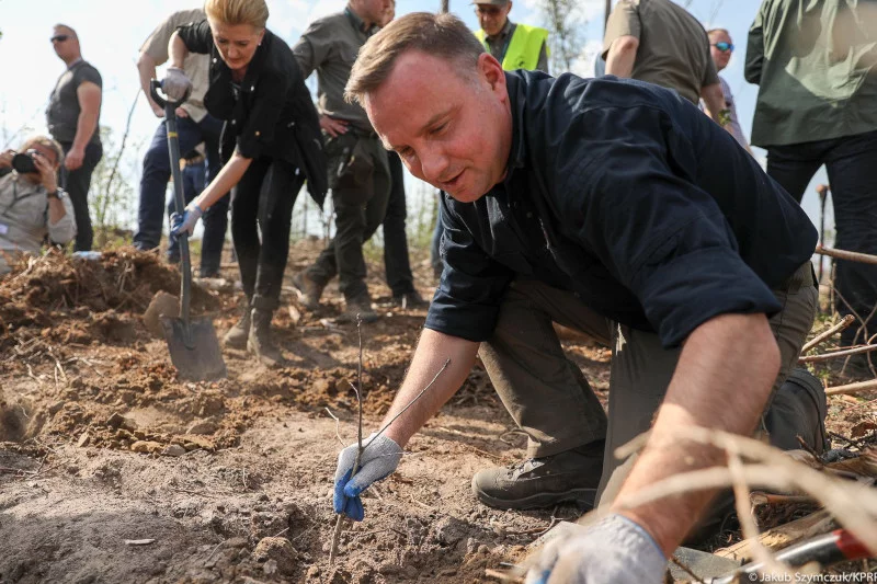 Prezydent Andrzej Duda i Agata Duda sadzili drzewa w Borach Tucholskich.