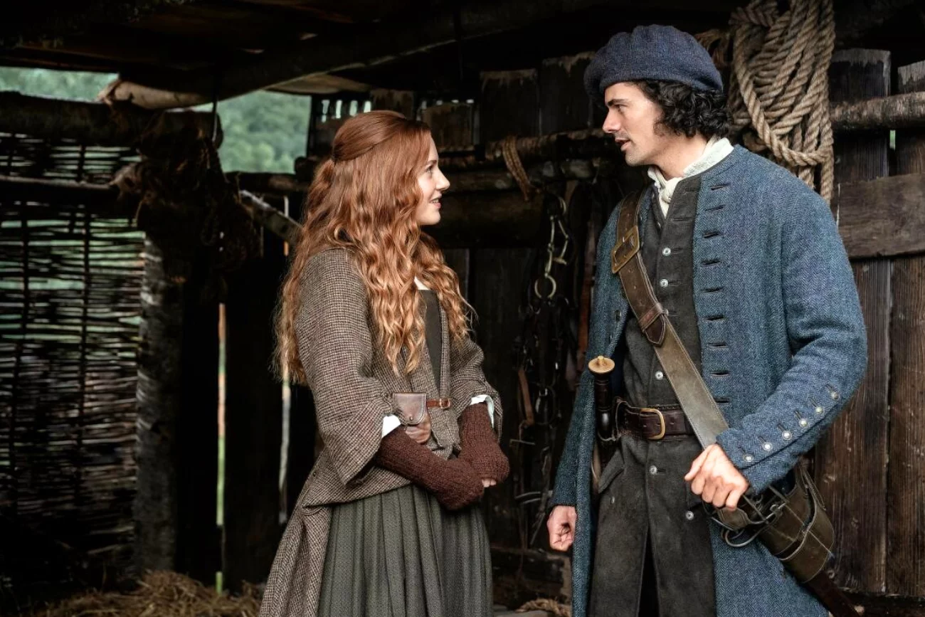 Harriet Slater i Jamie Roy w serialu "Outlander: Krew z krwi"