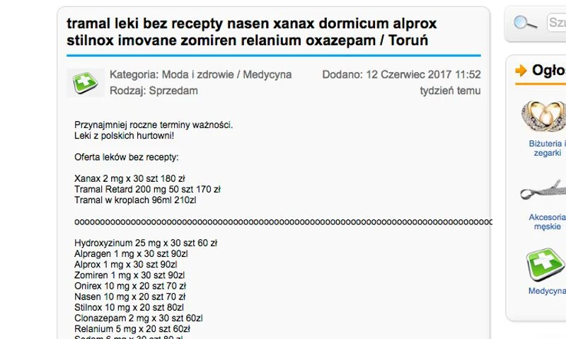 Jedno z ogłoszeń