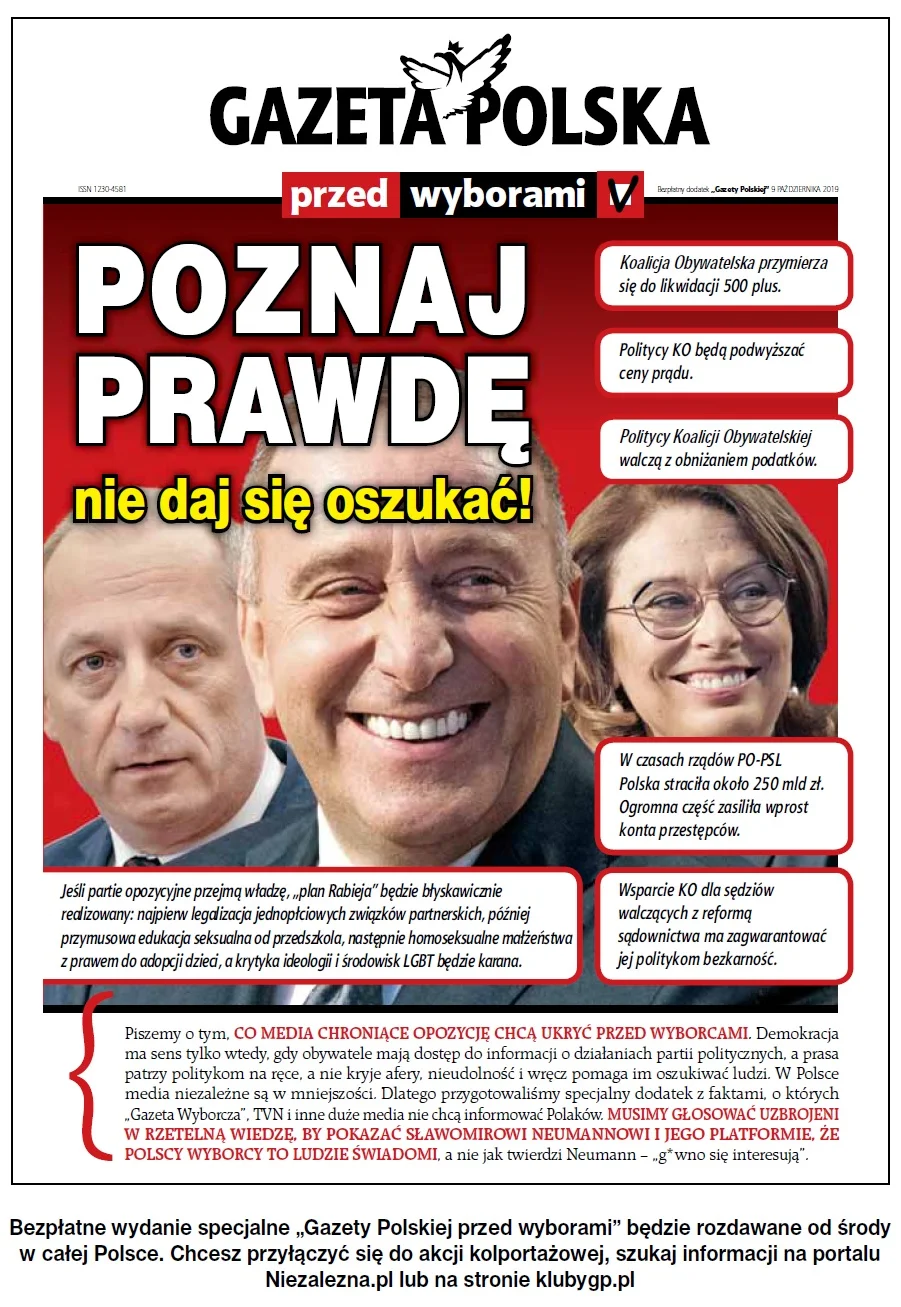 Tak pismo Tomasza Sakiewicz zachęca do głosowania na PiS.