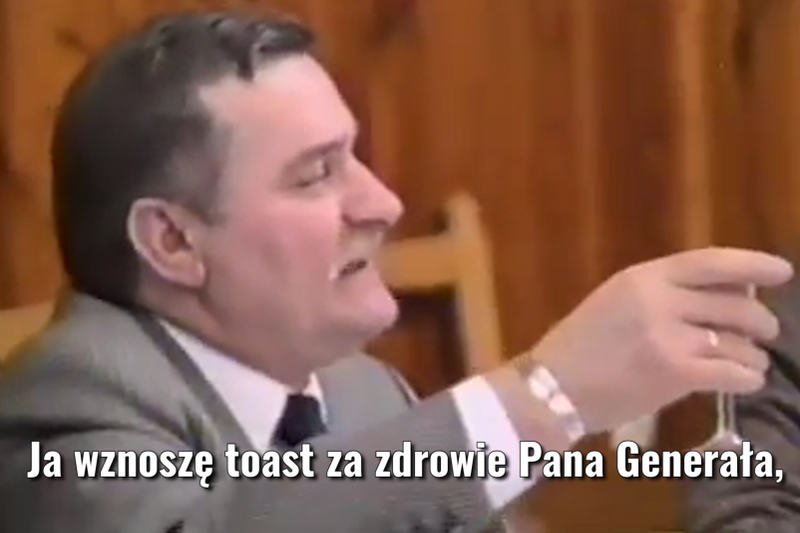 Toast, który Lech Wałęsa wznosił w Magdalence.