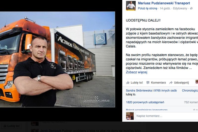 Prokuratura zbada wpis Mariusza Pudzianowskiego.