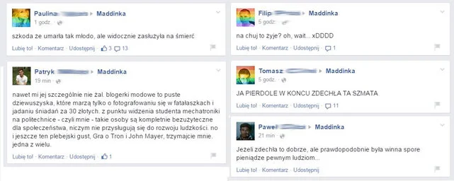 Komentarze na fanpage'u tragicznie zmarłej blogerki