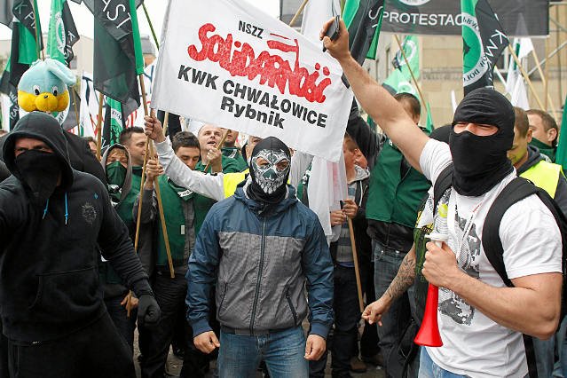 Protest górników w Katowicach