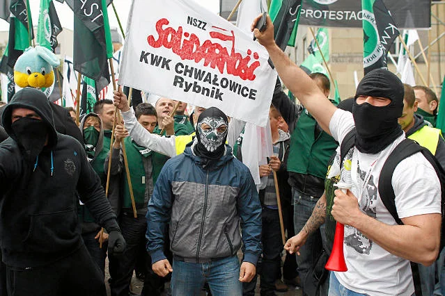 Protest górników w Katowicach