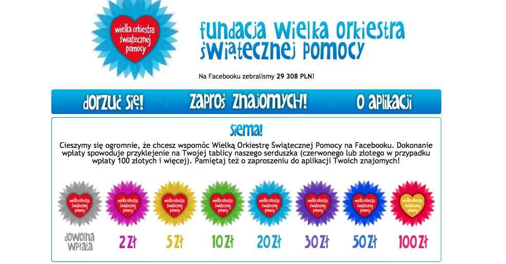 Aplikacja oficjalna WOŚP na fb