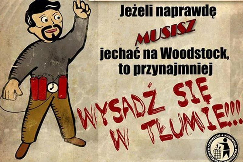 Jeden z wielu obrazków stworzonych przez przeciwników Przystanku Woodstock