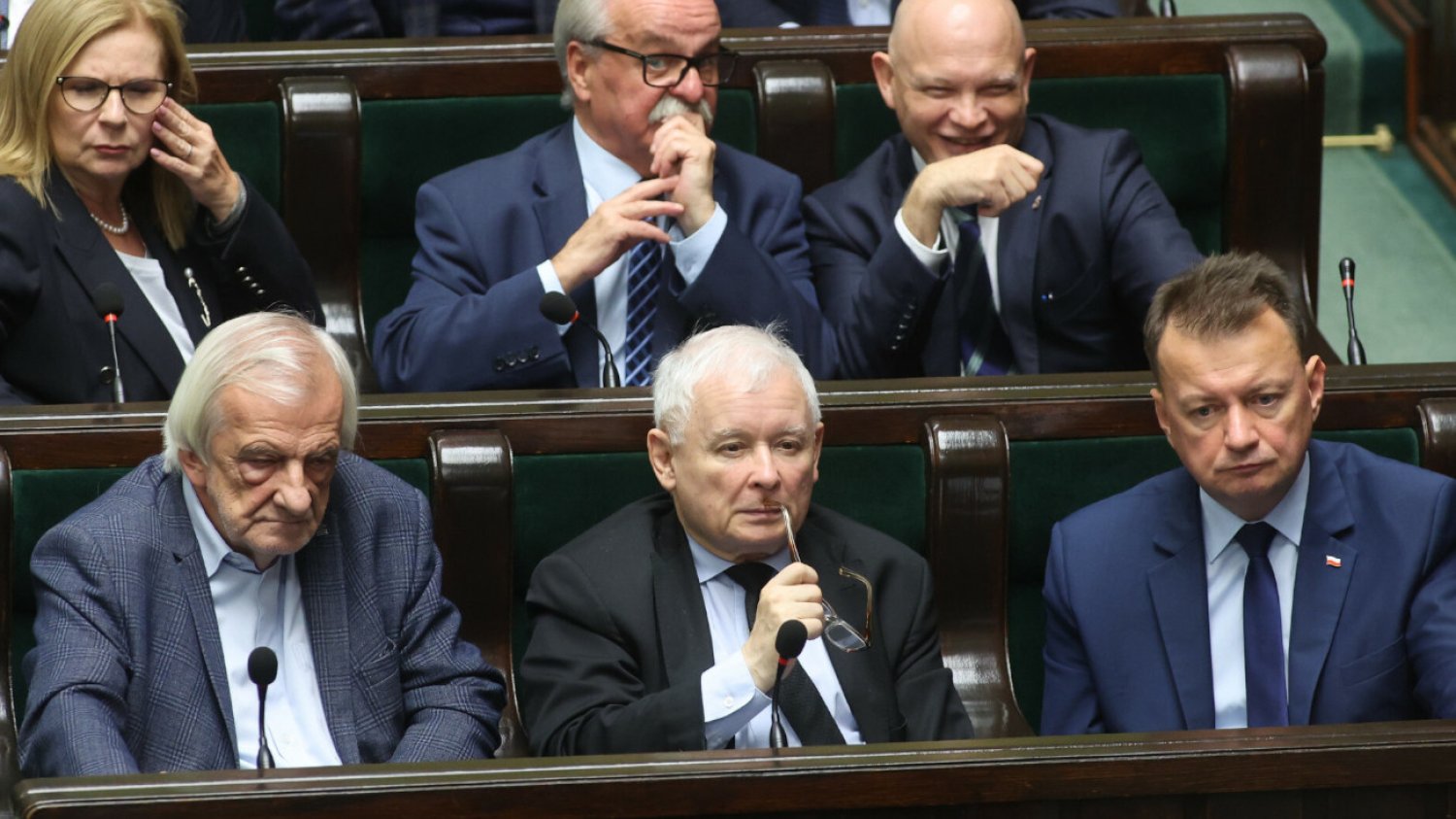 Ryszard Terlecki, Jarosław Kaczyński, Mariusz Błaszczak w Sejmie