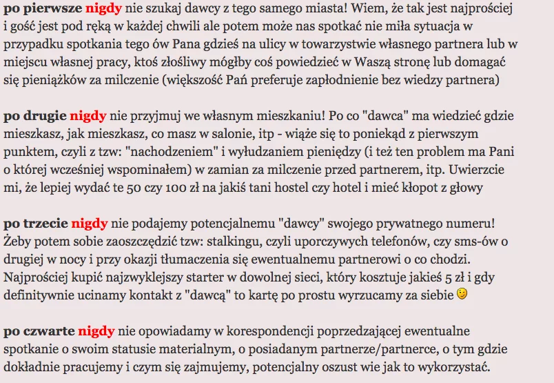 Fragment poradnika dla "biorczyń"