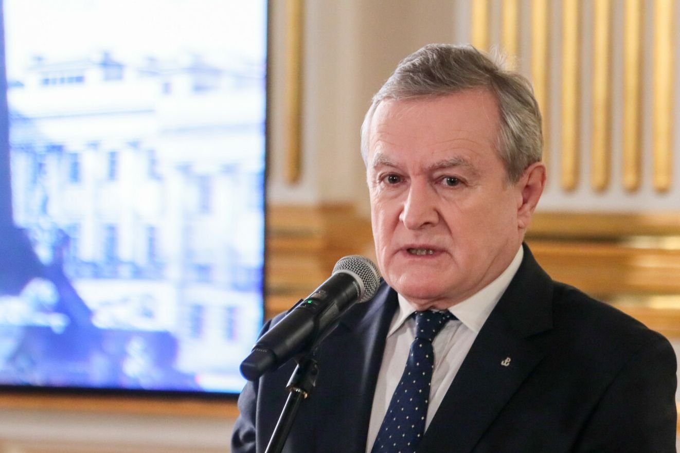 Piotr Gliński podczas ogłoszenia powołania spółki celowej przeznaczonej do wykonania odbudowy Pałacu Saskiego.