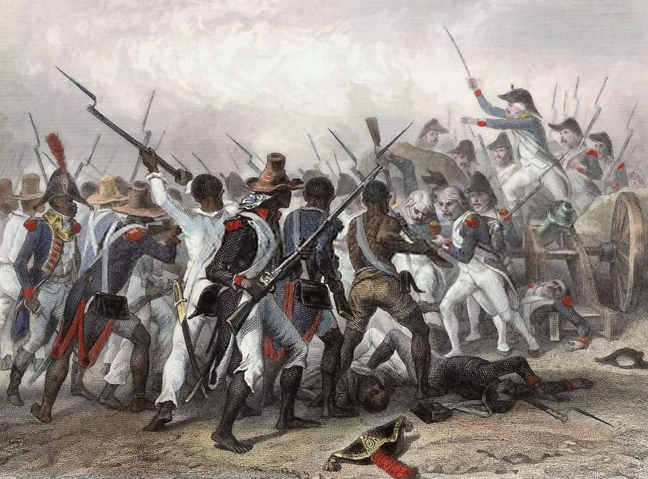 Walki w czasie haitańskiej rewolucji, ilustracja Auguste Raffeta.