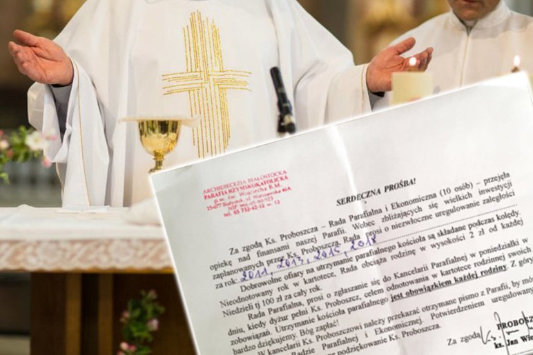 Pismo z "dobrowolną" ofiarą rozesłała archidiecezja z Białegostoku