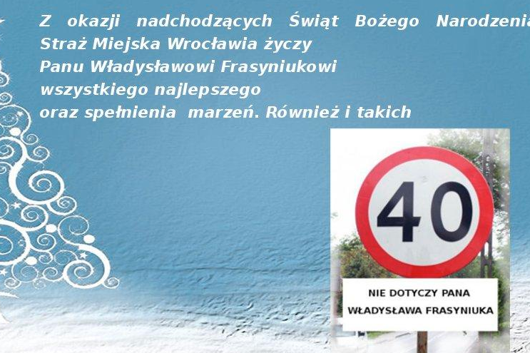 Życzenia Straży Miejskiej dla Władysława Frasyniuka