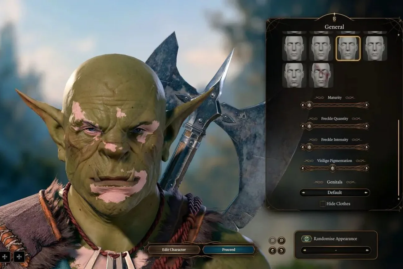 Tryb tworzenia postaci w grze Baldur's Gate 3.
