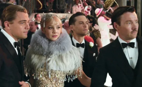 Od lewej: Leonardo DiCaprio (Jay Gatsby), Carey Mulligan (Daisy Buchanan), Tobey Maguire (Nick Carraway), Joel Edgerton (Tom Buchanan).