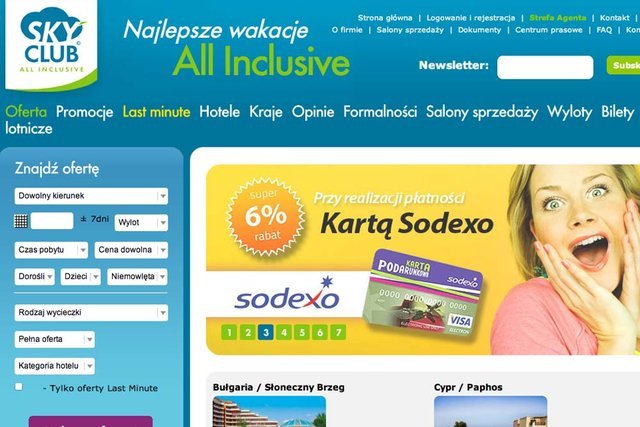 Zrzut ekranu ze strony Sky Clubu