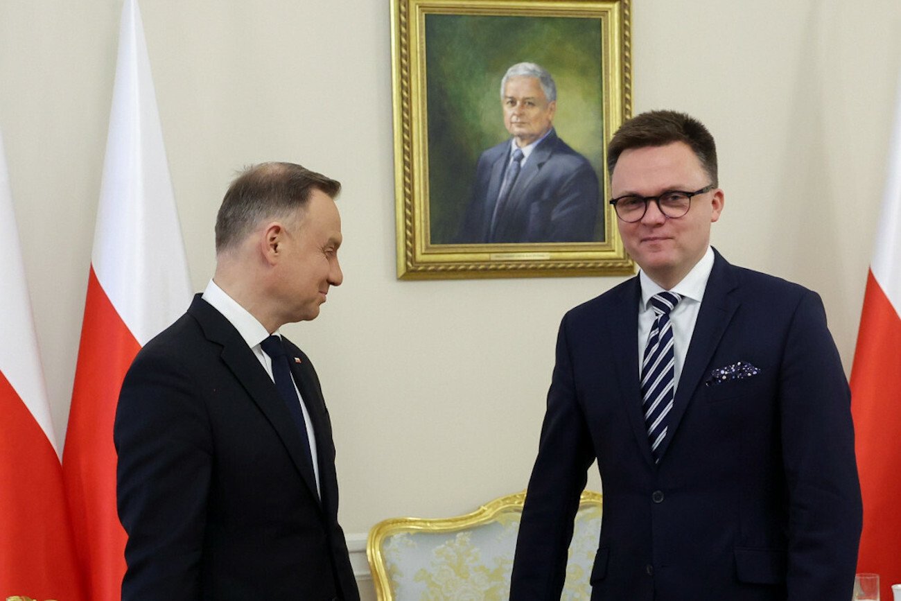 Prezydent Andrzej Duda i marszałek Szymon Hołownia. Prezydent Andrzej Duda i marszałek Szymon Hołownia.