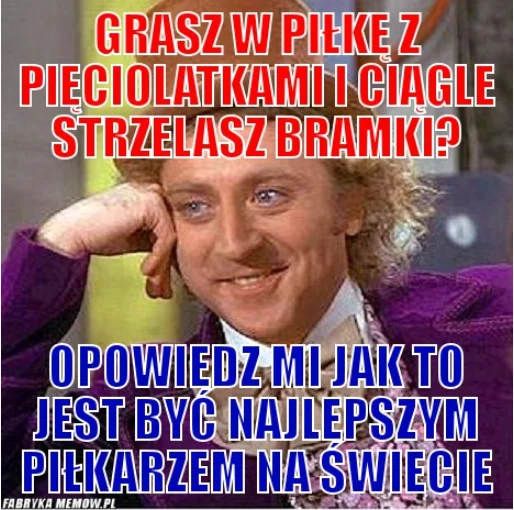 Mem z Genem Wilderem z filmu "Willy Wonka i fabryka czekolady".