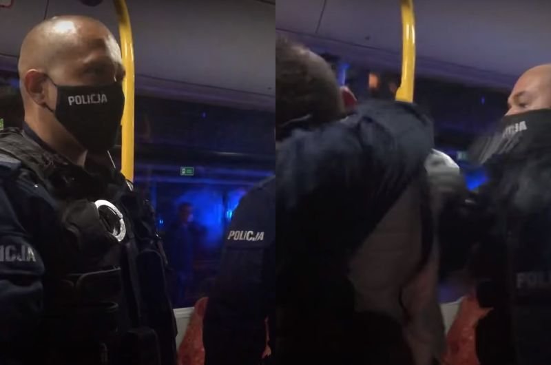 Policja w Jeleniej Górze interweniuje wobec pasażera z hulajnogą elektryczną.