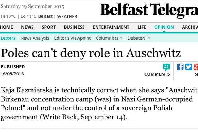 Irlandzkie media: „Polska nie może zaprzeczyć swojej roli w Auschwitz”