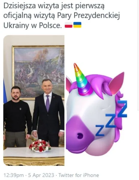 Dziwna grafika z jednorożcem we wpisie Kancelarii Prezydenta