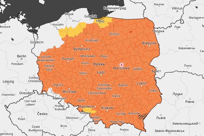 Alerty IMGW objęły większość Polski