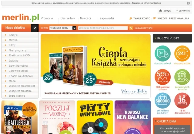 Merlin.pl to dziś ogromny, wielobranżowy sklep, z przekrojowym asortymentem - jak Amazon