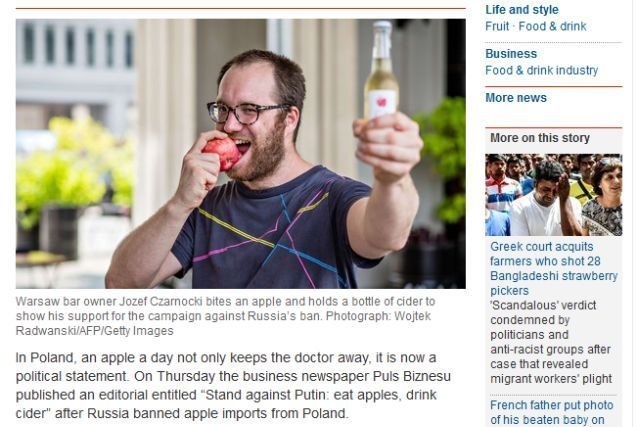 Artykuł o #jedzjablka w The Guardian