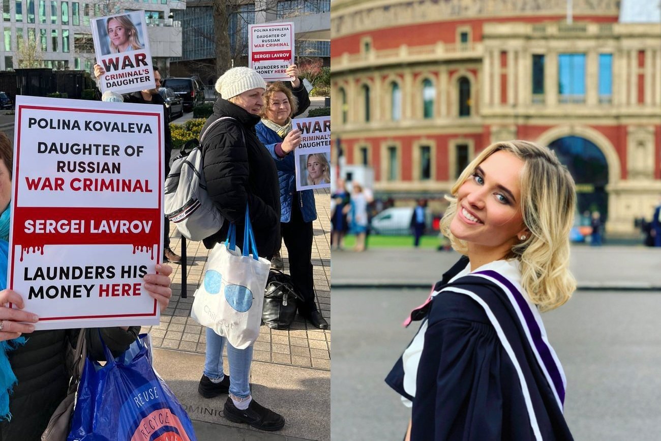 Tłum z transparentami skandował hasło "morderca". Protesty przed mieszkaniem pasierbicy Ławrowa