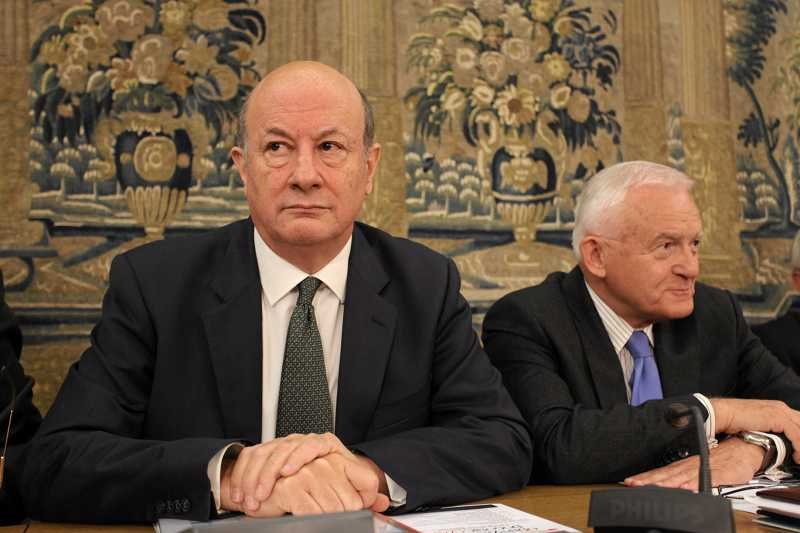 Minister finansów Jacek Rostowski i Leszkiem Millerem na debacie ekonomicznej SLD
