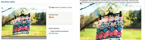Przykład, który Jarek Filipowski znalazł w ciągu kilku minut. Z lewej strony aukcja na Allegro, z prawej blog Famoody.