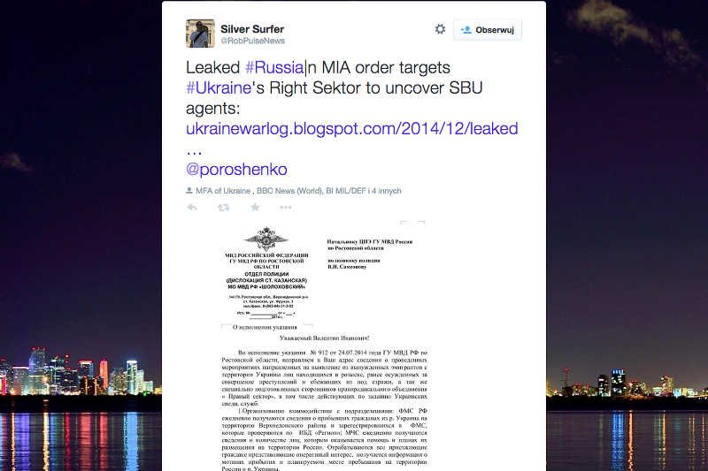 Hakerzy wykradli dokumenty rosyjskiego MSW dotyczące wschodniej Ukrainy.