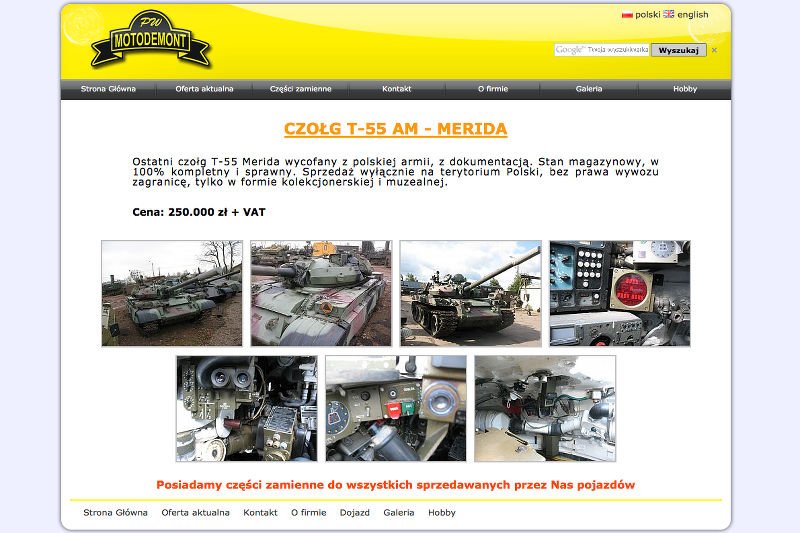 Choć bombowców na polskich portalach aukcyjnych nie ma, bez problemu kupić można czołgi, armaty, wyrzutnie rakiet.