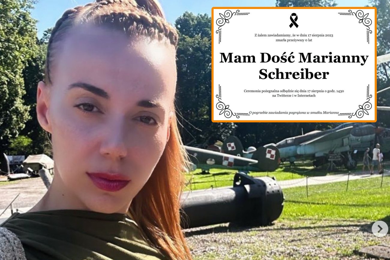 Marianna Schreiber opublikowała na Instagramie nekrolog partii "Mam dość"