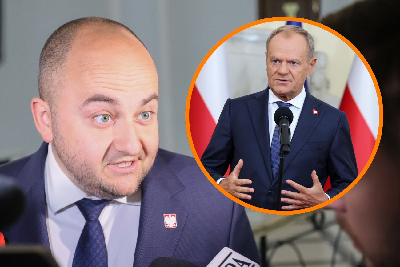 Dariusz Matecki wszedł na dach Sejmu. Donal Tusk: "skrzypek na dachu".