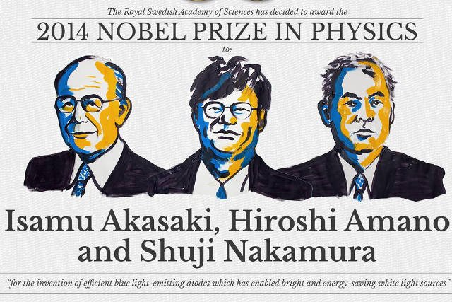 Tegorocznymi laureatami Nagrody Nobla w dziedzinie fizyki zostali Isamu Akasaki, Hiroshi Amano oraz Shuji Nakamura