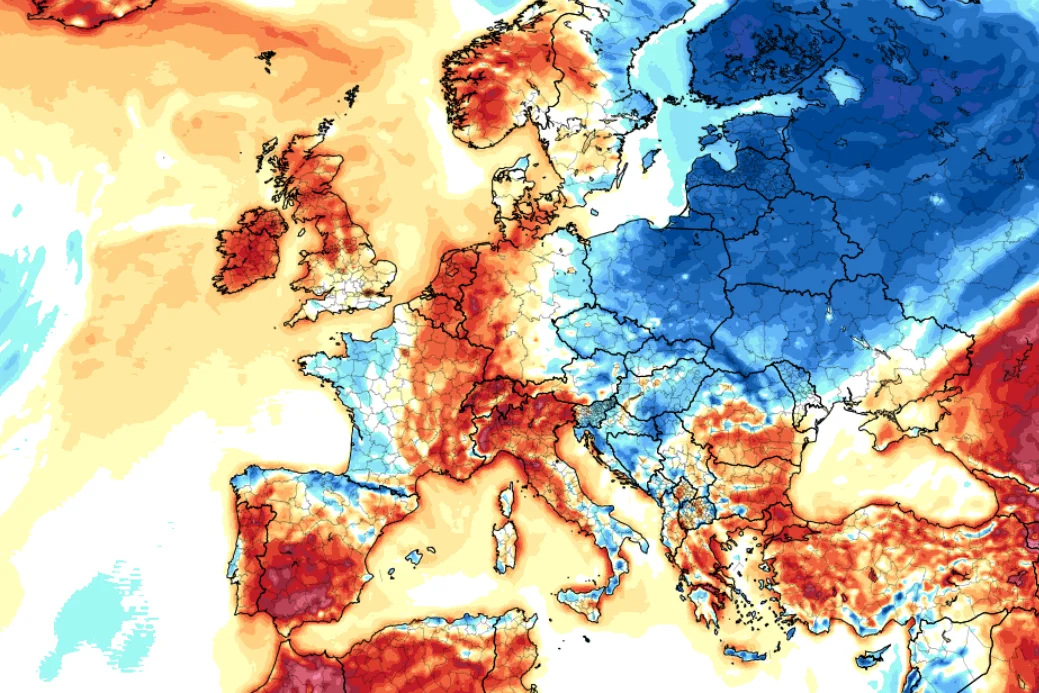 Prognoza pogody na koniec kwietnia i majówkę nie nastraja optymistycznie. Tu symulacja anomalii temperatury na 27 kwietnia.