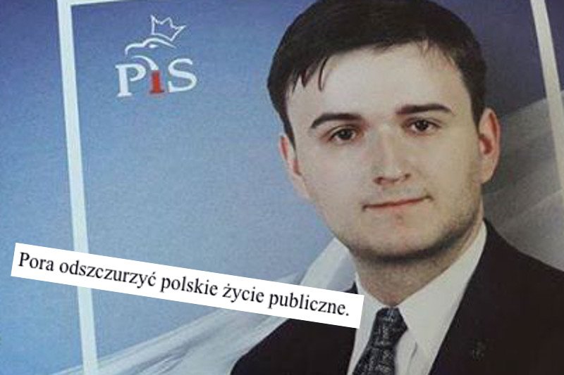 Michał Szymański, kandydat PiS w wyborach samorządowych w Warszawie. Jeszcze niedawno gloryfikował idee współpracowników Hitlera.