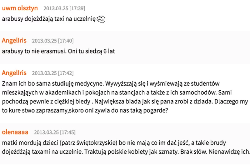 Taki poziom mają często internetowe dyskusje na temat zagranicznych studentów w Polsce