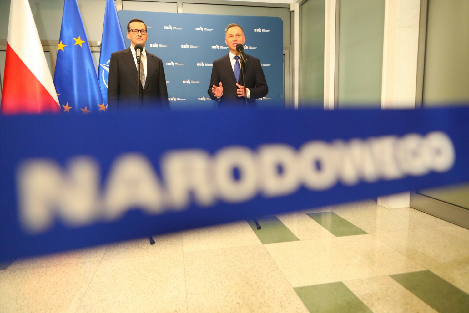 Prezydent Andrzej Duda i premier Mateusz Morawiecki przed posiedzeniem Rady Bezpieczeństwa Narodowego