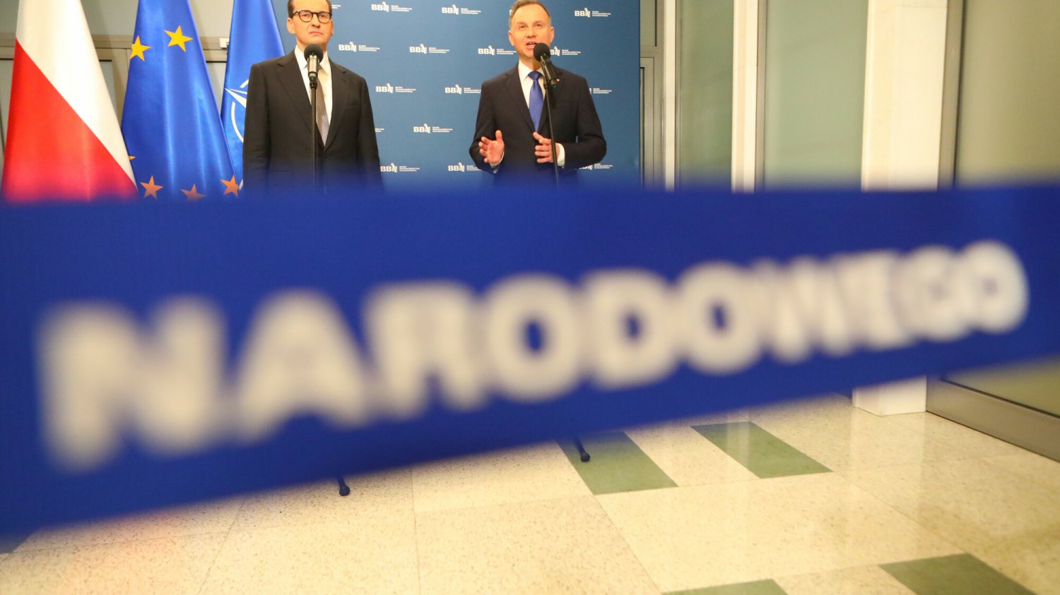 Prezydent Andrzej Duda i premier Mateusz Morawiecki przed posiedzeniem Rady Bezpieczeństwa Narodowego