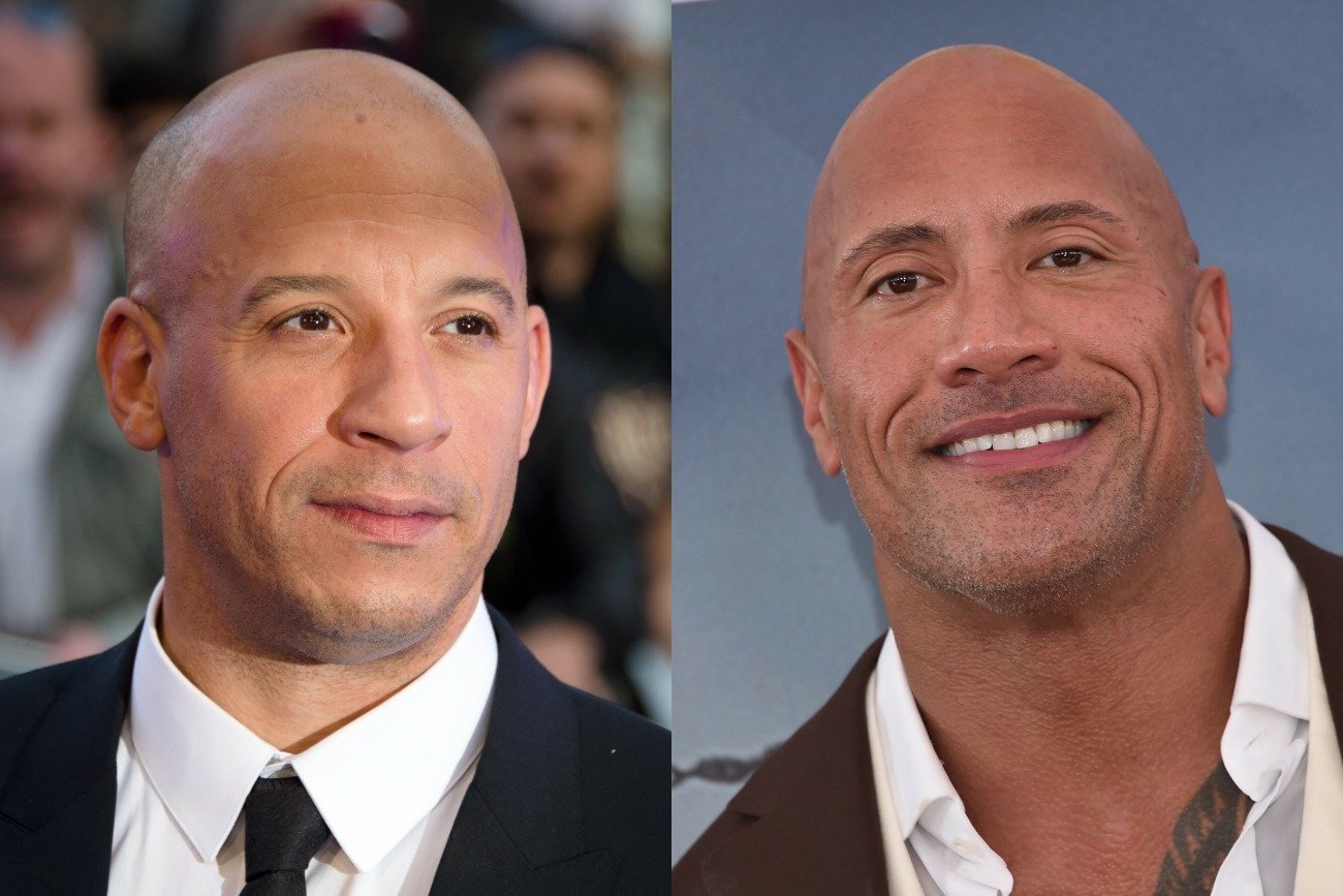Vin Diesel i Dwayne "The Rock" Johnson na ściance.
