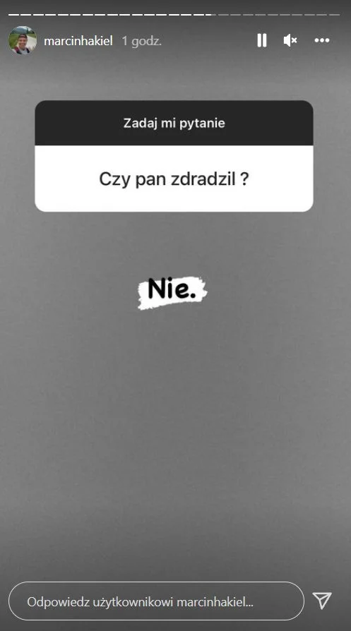 Marcin Hakiel twierdzi, że nie zdradził żony.