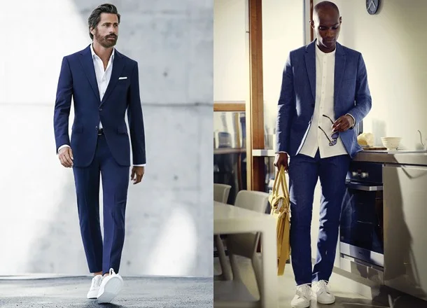 Elegancko i swobodnie. Białe buty idealnie zgrały się z białą nonszalancko rozpiętą koszulą.