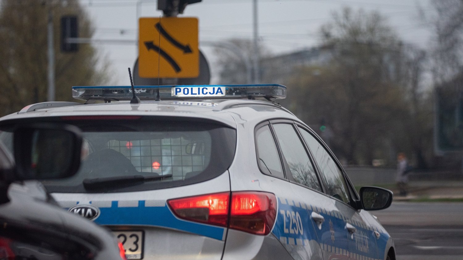 Wypadek Łukasza Litewki. 57-letni kierowca osobówki został zatrzymany Samochód policyjny.