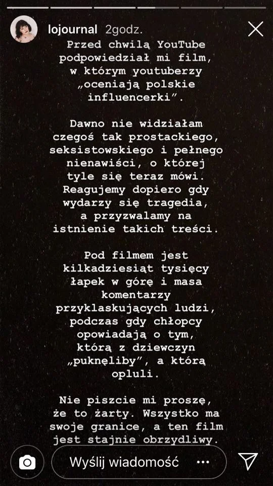 Film youtuberów skomentowała już influencerka Laura Nadolska (lojournal)