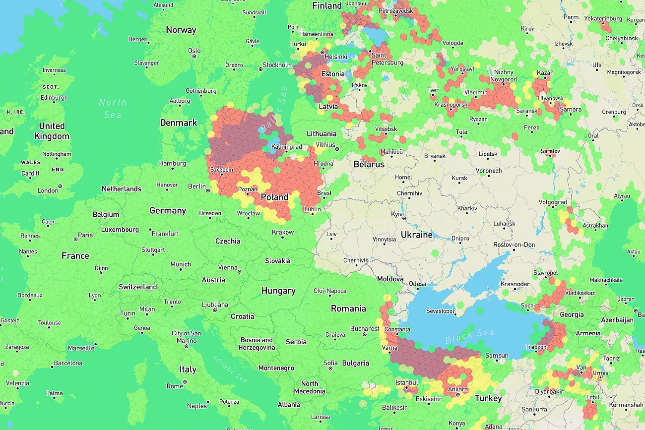 Mapa zakłóceń sygnału GPS Mapa zakłóceń sygnału GPS