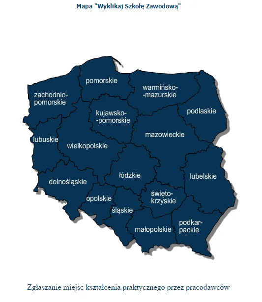 Mapa szkół zawodowych w Polsce