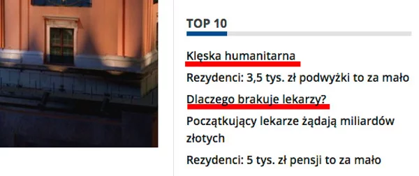 Lista aktualnie najchętniej oglądanych materiałów na stronie internetowej "Wiadomości" TVP.